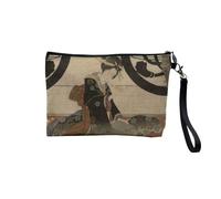 Astuccio in lino - Selection Plus Belles stampa giapponese Hokusai Illustrazione Giappone antico vintage 1800 - Astuccio per trucco in tela effetto lino, astuccio da toilette - Portamonete, Geisha 2,