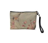 Astuccio in lino - Selection Plus Belles stampa giapponese Hokusai Illustrazione Giappone antico vintage 1800 - Astuccio per trucco in tela effetto lino, astuccio da toilette - Portamonete, Rosso