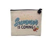 Astuccio in lino - Summer is Coming Vacances Estate Spiaggia Sole - Astuccio per trucco in tela effetto lino, portamonete - 15 x 10 cm, Estate, 15 x 10 cm, Astuccio per il trucco