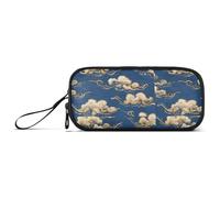 Astuccio in nylon blu con nuvole in stile cinese, ad alta capacità, per scuola, cancelleria scolastica per ragazzi scolastici preppy