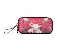 Astuccio in nylon con cerniera, astuccio con cerniera, con cerniera, per scuola, cancelleria per ufficio e bambini, colore: rosso ciliegia