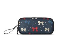 Astuccio in nylon rosso bianco e blu con fiocco per il giorno dell'indipendenza scolastica ad alta capacità astuccio con cerniera organizer per cancelleria per studenti delle scuole medie