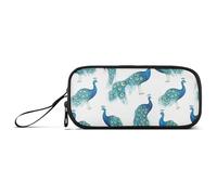 Astuccio in nylon verde di lusso con pavone per adolescenti astuccio ad alta capacità per adolescenti borsa di cancelleria per bambini delle scuole superiori