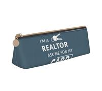 Astuccio in pelle ad alta capacità con stampa I'm A Realtor Ask Me, 20,3 x 5,6 x 5,6 cm, per scuola, viaggi, trucchi, organizzazione