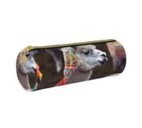 Astuccio in pelle arcobaleno neon astuccio portamatite portatile cancelleria organizzatore matita porta trucchi con chiusura a cerniera, Alpaca indiana, Taglia unica, Astuccio per trucchi