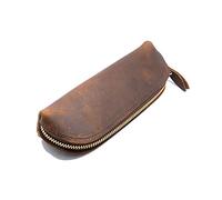 Astuccio in pelle, astuccio piccolo, Astuccio in pelle Marrone scuro, 18,5x6,5 cm(Brown)