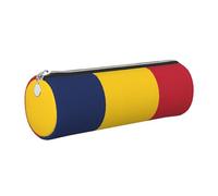 Astuccio in pelle con bandiera del Ciad in pelle ecologica a grana incrociata, cerniera liscia, contenitore cilindrico di grande capacità, Argento, Taglia unica, Porta carte