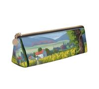 Astuccio in pelle con cerniera, elegante portapenne estetico, per donne e uomini, astuccio in pelle per matite autunnale, per il Ringraziamento, per lavoro, ufficio, viaggi, astuccio per cancelleria