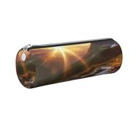 Astuccio in pelle con cerniera, portapenne estetico con paesaggio di montagna alba, per donne e uomini, realizzato a mano, multifunzionale, da viaggio, per cosmetici, lavoro, ufficio, Argento, Taglia