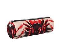 Astuccio in pelle con cerniera, portapenne estetico, grazioso motivo ragno rosso, per donne e uomini, realizzato a mano, multifunzionale, da viaggio, per cosmetici, lavoro, ufficio, Argento, Taglia