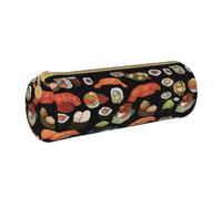 Astuccio in pelle con cuori rossi di San Valentino astuccio per matite astuccio portatile cancelleria organizer porta matite borsa per trucco con chiusura a cerniera, Sushi giapponese nero, Taglia