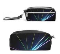 Astuccio in pelle con luce laser, grande capacità, con cerniera, piccola borsa portatile per trucchi, organizer per forniture per ufficio, per donne e uomini