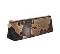 Astuccio in pelle con mappa del mondo Continenti, design sottile, con cerniera metallica, formato tascabile, per studenti, ufficio, università, scuola media, bianco, Taglia unica, Set di zaini per la