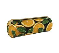 Astuccio in pelle con motivo panda che balla sulle note musicali, astuccio per matite portatile, organizer per cancelleria, astuccio per trucchi con chiusura a cerniera, Sfondo Di Frutta, Taglia