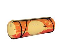 Astuccio in pelle con motivo panda che balla sulle note musicali, astuccio per matite portatile, organizer per cancelleria, astuccio per trucchi con chiusura a cerniera, Silhouette Spiaggia Estiva,