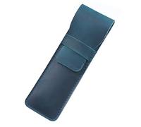 Astuccio in pelle con punta in flap, Crazy Horse portapenne per cancelleria, blu (S)