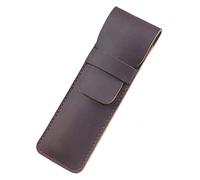 Astuccio in pelle con punta in flap, portapenne Crazy Horse per cancelleria, caffè (S)