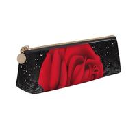 Astuccio in pelle con rosa rossa sotto la luna, design sottile, con cerniera metallica, formato tascabile, per studenti, ufficio, università, scuola media, bianco, Taglia unica, Set di zaini per la