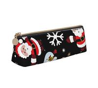 Astuccio in pelle con scritta "Merry Christmas", design sottile, con cerniera metallica, tascabile, per studenti, ufficio, università, scuola media, bianco, Taglia unica, Set di zaini per la scuola