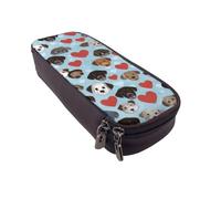 Astuccio in pelle con simpatico fantasma bianco con stampa 3D, grande capacità, astuccio organizer per cancelleria scolastica con cerniera, astuccio per matite per ragazze, ragazzi, studenti