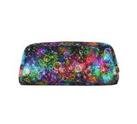 Astuccio in pelle con stampa a colori sognanti, elegante e pratico, per studenti, perfetto per l'ufficio e la scuola, Argento, Taglia unica, Astuccio per trucchi