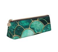 Astuccio in pelle con stampa a squame di sirena, grande capacità, con cerniera, per penne e trucchi per la scuola e i viaggi