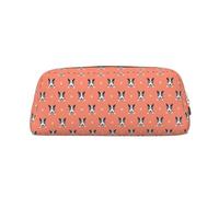 Astuccio in pelle con stampa di cane toro in stile cartone animato, elegante e pratico, per studenti, perfetto per ufficio e scuola, Oro, Taglia unica, Astuccio per trucchi