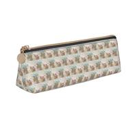 Astuccio in pelle con stampa di fiori zen blu con stelle marine sulla spiaggia, grazioso astuccio con cerniera, astuccio per cancelleria per ragazzi e ragazze, regalo per il rientro a scuola, bianco