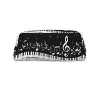 Astuccio in pelle con stampa di note musicali bianche e nere, per studenti, con cerniera, per penne, matite, pennarelli, Oro, Taglia unica, Astuccio per trucchi