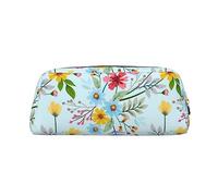Astuccio in pelle con stampa floreale disegnato a mano, borsa per il trucco portatile, da viaggio, con cerniera, piccola borsa portaoggetti per donne e ragazze, Oro, Taglia unica, Beauty case