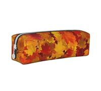 Astuccio in pelle con stampa foglia d'acero rossa autunnale, con cerniera metallica, astuccio da viaggio per trucchi, grande capacità, per ragazze, ragazzi e donne, Come mostrato, Taglia unica,