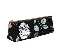 Astuccio in pelle con stampa gotica rosa astuccio portapenne triangolo astuccio portatile con cerniera per ufficio, bianco, Taglia unica