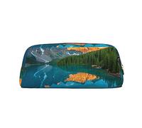 Astuccio in pelle con stampa paesaggio naturale, borsa per il trucco portatile, da viaggio, con cerniera, piccola borsa portaoggetti per donne e ragazze, Oro, Taglia unica, Beauty case