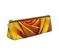 Astuccio in pelle con stampa rosa gialla, grande capacità, con cerniera, per scuola, viaggi, trucchi