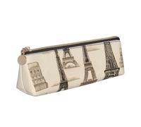 Astuccio in pelle con stampa Tour Eiffel di Parigi francese, grande capacità, astuccio liscio con cerniera per penne e trucchi per la scuola e i viaggi
