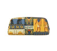 Astuccio in pelle con stampa tribale dell'antico Egitto, elegante e pratico, per studenti, perfetto per ufficio e scuola, Argento, Taglia unica, Astuccio per trucchi