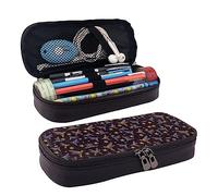 Astuccio in pelle di grande capacità, astuccio per matite, carino cartone animato, borsa per trucchi a tema scienza, per donne e uomini, Ricamo floreale, Taglia unica