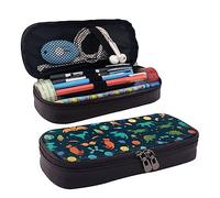 Astuccio in pelle di grande capacità, astuccio per matite, carino cartone animato, borsa per trucchi a tema scienza, per donne e uomini, Dinosauro cartone animato., Taglia unica