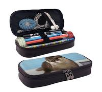 Astuccio in pelle di grande capacità, astuccio per matite, carino cartone animato, borsa per trucchi a tema scienza, per donne e uomini, Graziosa londra., Taglia unica