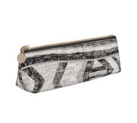 Astuccio in pelle grigio tribale dal design sottile con cerniera metallica, formato tascabile, per studenti, ufficio, università, scuola media, bianco, Taglia unica, Set di zaini per la scuola