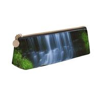 Astuccio in pelle per donne e uomini, astuccio con cerniera, astuccio portatile a cascata che scorre verso il basso, piccola borsa per il trucco, portamonete per lavoro e ufficio