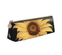 Astuccio in pelle per donne e uomini, astuccio con cerniera, astuccio portatile con girasole al buio, piccola borsa per il trucco, portamonete per lavoro e ufficio