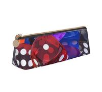 Astuccio in pelle per donne e uomini, astuccio con cerniera, astuccio portatile per giochi, set di dadi, astuccio per penne, piccola borsa per il trucco, portamonete per lavoro e ufficio