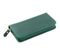 Astuccio in pelle per penne | Astuccio vintage per cancelleria con 3 scomparti, astuccio per penna, per casa, lavoro, scuola, studio, artisti, disegno, diario, schizzi, viaggi, Verde