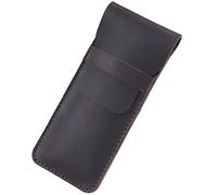 Astuccio in pelle per penne e matite con risvolto a linguetta, portapenne Crazy Horse per cancelleria, caffè (L)