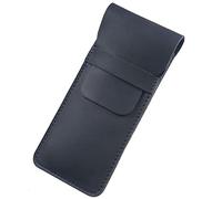 Astuccio in pelle per penne e matite con risvolto a linguetta, portapenne Crazy Horse per cancelleria, nero (L)