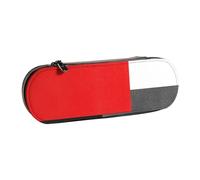 Astuccio in pelle per riporre articoli di cancelleria, blocco geometrico rosso grigio bianco e nero
