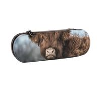 Astuccio in pelle per riporre articoli di cancelleria, fauna selvatica scozzese della mucca delle Highland
