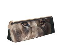Astuccio in pelle per uomo e donna, astuccio con espressione concentrata di leone, con cerniera, piccolo portamonete, trousse portatile per il trucco, ideale come regalo per l'ufficio o per le vacanze
