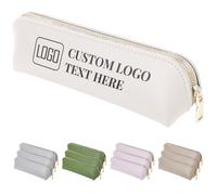 Astuccio in pelle personalizzato con testo logo, astuccio personalizzato in massa con cerniera metallica sottile matita organizzatore, Beige, 30 Pack, Astuccio personalizzato Bulk